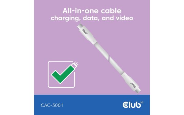 Club 3D, USB Lifestyle USB-C Kabel PD 240W,20Gbps 2m weiss