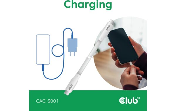 Club 3D, USB Lifestyle USB-C Kabel PD 240W,20Gbps 2m weiss
