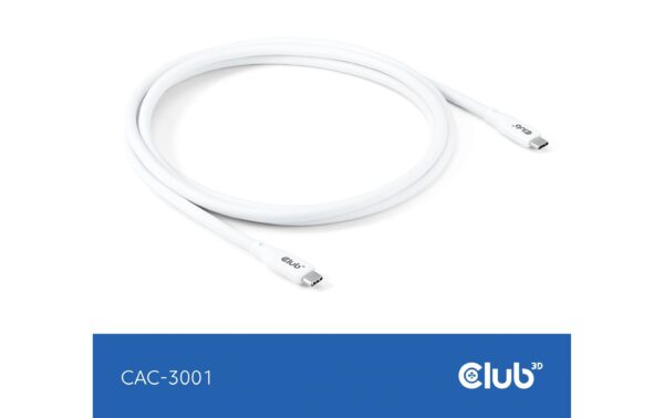 Club 3D, USB Lifestyle USB-C Kabel PD 240W,20Gbps 2m weiss