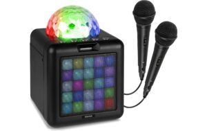 Fenton KAR15B Karaoke Lautsprecher mit LED Ball, 2x Mikro