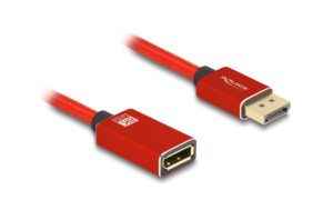 Delock DisplayPort Verlängerungskabel, 1m rot, Metall ohne Einrastfunktion