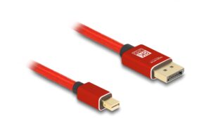 Delock Mini DisplayPort - DisplayPort Kabel 2m, rot, Metall ohne Einrastfunktion