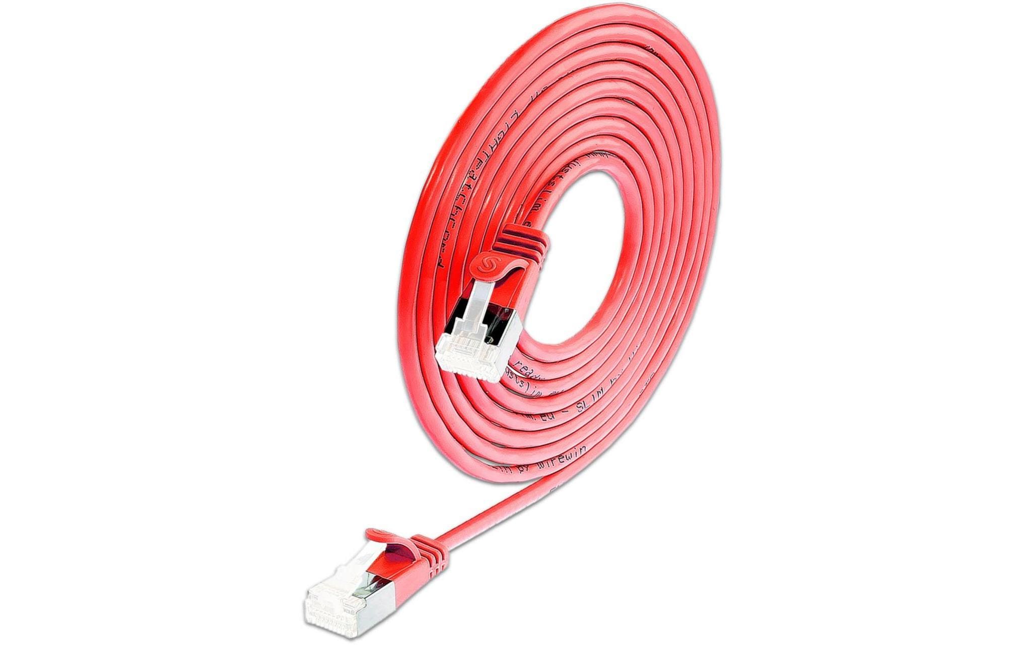 SLIM Patchkabel: 15cm, rot, 50-Pack Cat.6A, U/FTP, LSOH, Klinke nicht brechbar
