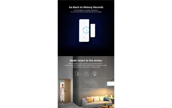 SONOFF WiFi-Tür-/Fenstersensor DW2-RF DC 12V (ohne 27A 12V Batterie)