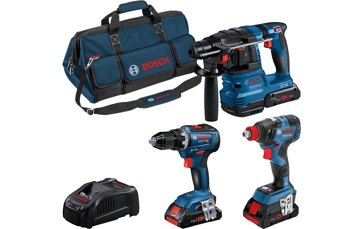 1810957 - Mediatech Bosch Professional 18V Profi Set GSR18V+GDX18V+GBH18V+3x4. kaufen | Mediatech.ch