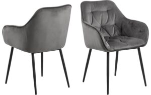 AC Design Esszimmerstuhl Brooke VIC 2 Stück Stahl/Textil, Dark Grey