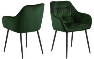 AC Design Esszimmerstuhl Brooke VIC 2 Stück Stahl/Textil, Forest Green