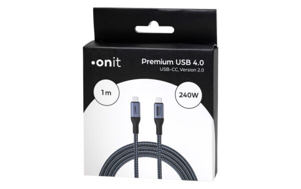 onit Premium USB4V2-Kabel C-C schwarz 1m USB 4.0 V2 / 240W / 80Gbps / 8K@60Hz