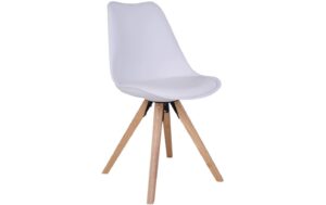 House Nordic Stuhl Bergen, 2er Set, Weiss PU-Leder, Stoff, Gummibaum, 86x55cm (HxL)