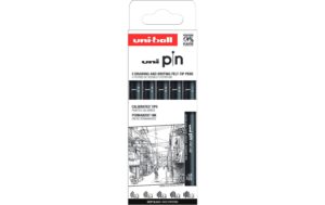 Uni PIN Fineliner Set Classic Street schwarz - Etui zu 5 Stk ass.
