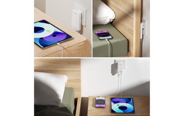 4smarts Ladegerät FlatPlug Slim Dual 65W GaN, 2C, weiss