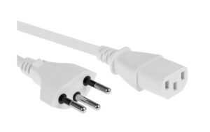 F.power Netzkabel C13-T12 1.8m ws 230V, H05VV-F 3G0.75, weiss (0/50)