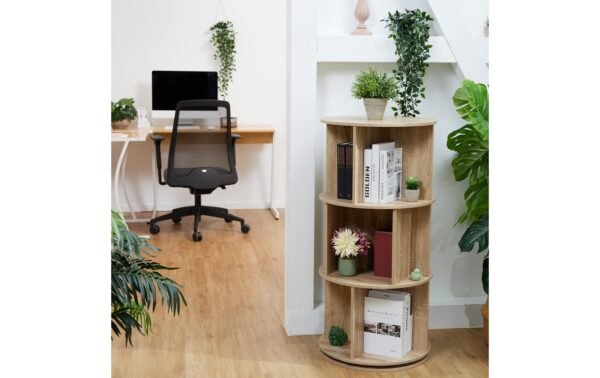 relaxdays Bücherregal drehbar 3 Etagen Spanplatte China, Hellbraun
