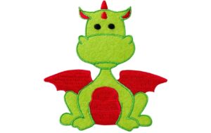 Monoquick Aufbügelbild Basic Drache, rot/grün 9.3 x 8.8 cm