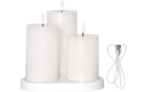 Star Trading LED Pillar Kerze Charge 3P Indoor, Weiss