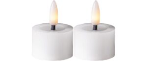 Star Trading LED Teelicht 2 Pack Flow Indoor, Weiss, 5cm Höhe, Timerfunktion