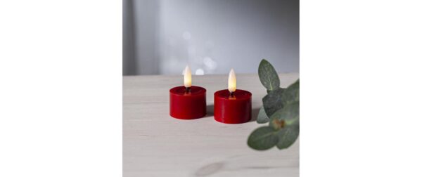 1838928_2 - Mediatech Star Trading LED Teelicht 2 Pack Flow Indoor, Rot, 5cm Höhe, Timerfunktion