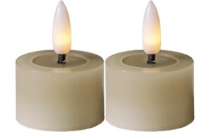 Star Trading LED Teelicht 2 Pack Flow Indoor, Beige, 5cm Höhe, Timerfunktion