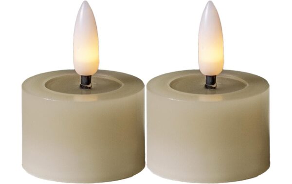1838929 - Mediatech Star Trading LED Teelicht 2 Pack Flow Indoor, Beige, 5cm Höhe, Timerfunktion