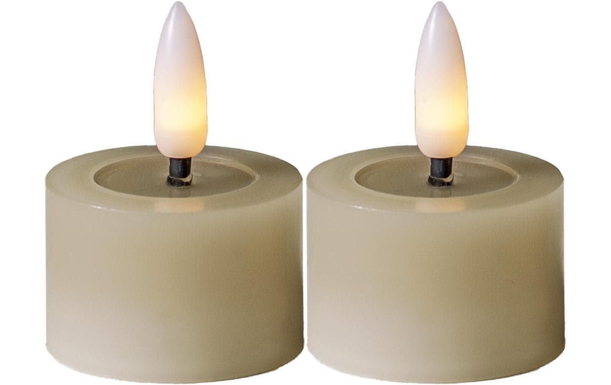 1838929 - Mediatech Star Trading LED Teelicht 2 Pack Flow Indoor, Beige, 5cm Höhe, Timerfunktion