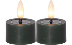 1838930 - Mediatech Star Trading LED Teelicht 2 Pack Flow Indoor, Grün, 5cm Höhe, Timerfunktion
