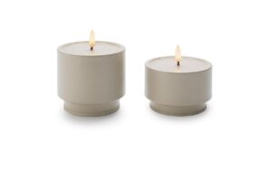 STT Ambiente Candle Set beige 2 LED, ww, D9x6.5/8.5cm