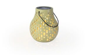 STT Solar Ceramic Lamp 1LED ww, 14x15.5cm, beige