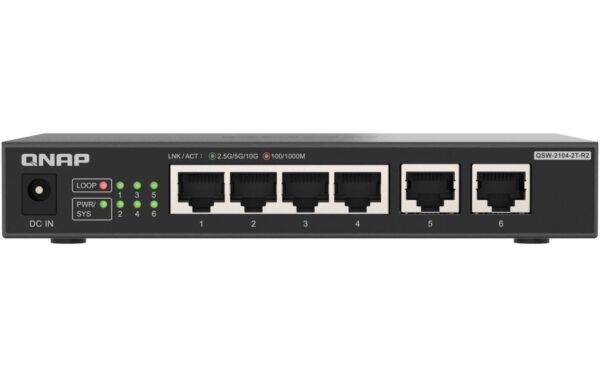 QNAP QSW-2104-2T-R2, 2+4-Port 10/2.5GbE Sw. 2-Port 10GbE, 4 Port 2.5GbE, unmanaged,RJ45