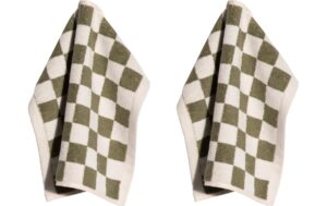 pad Waschlappen Chess, 2er Set, 30x30 cm Olive, 100% Baumwolle, waschbar 60 Grad
