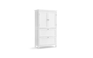 Vasagle Schrank Landhausstil, Weiss MDF, 30x60x110 cm (TxBxH),max Belastb.136kg