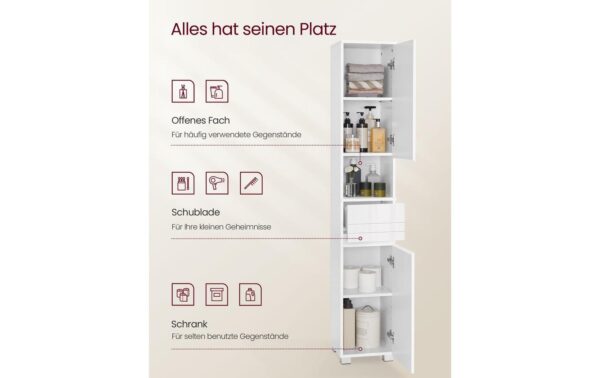 Vasagle Schrank schmal verstellbarenAblagen 30x30x170cm (TxBxH),proAblage 10kgBelastbar