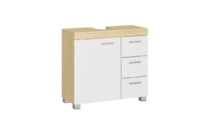 Vasagle Waschbeckenunterschrank, Weiss-Natur 70x30x64 cm (HxTxB), MDF