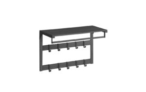 Vasagle Garderobe Ablage und 10 Haken 30x65x42 cm (TxBxH), Stahl, Holzspanplatte