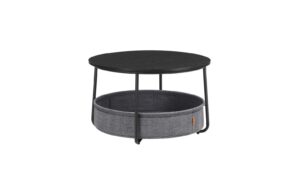 Vasagle Couchtisch mit Ablage&Korb,Schwarz 75x45 cm (DxH), Spanplatte, Stahl