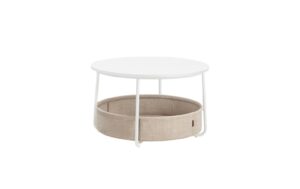 Vasagle Couchtisch mit Ablage&Korb, Weiss 75x45 cm (DxH), Spanplatte, Stahl
