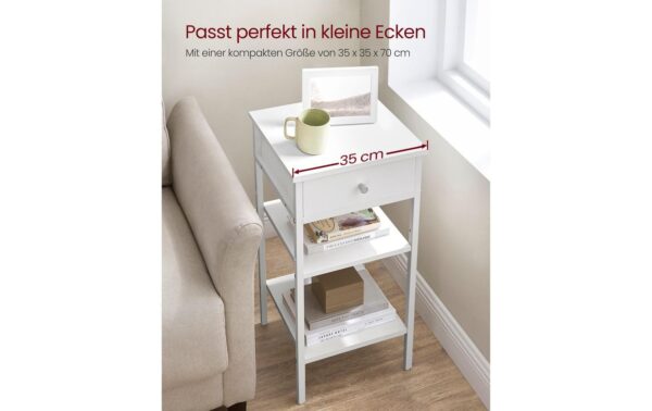 1853523_3 - Mediatech Vasagle Beistelltisch in Weiss mit Schublade 35x35x70 cm (BxTxH), Spanplatte, Stahl