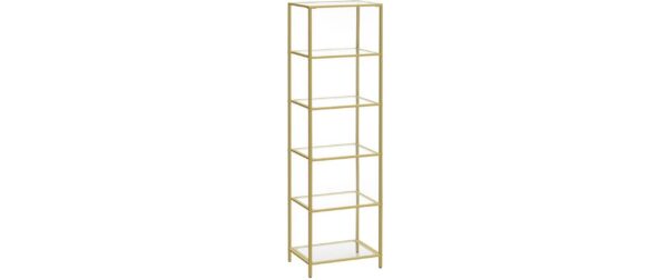 1853527 - Mediatech Vasagle Regal Gold mit 5 Glasablagen 40x30x177.3 cm, Tragslast pro Ablage 10 kg kaufen Schweiz | Mediatech.ch