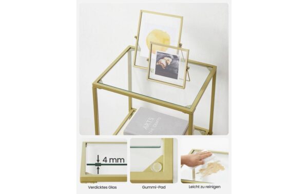 1853527_5 - Mediatech Vasagle Regal Gold mit 5 Glasablagen 40x30x177.3 cm, Tragslast pro Ablage 10 kg