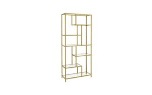 Vasagle Regal Gold mit div. Glasablagen 80x30x180.3 cm, Traglast 40 kg