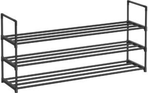 Songmics Schuhregal aus Metall, Schwarz 116x30x55 cm, Traglast pro Ablage 5 kg