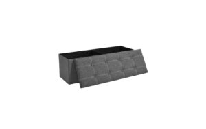 Songmics Sitztruhe mit Aufbewahrung, Grau 110x38x38x cm (BxHxT), Traglast 150 kg