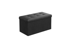 Songmics Sitztruhe mit Aufbewahrung,Schwarz 76x38x38 cm (BxHxT), 86L, MDF, Kunstleder