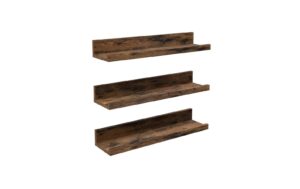 Vasagle Wandregal Industrial, Look, 3er Set 38x10x5 cm, Metall, Holz Traglast je 5kg