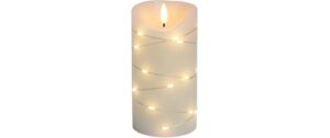 Dameco LED Wachskerze creme 8x15cm LED ww, inkl. Timer 5/19h, exkl. 2x AA