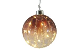 Dameco LED Glas Kugel Ornament 10cm LED ww, inkl. Timer 6/18h, exkl. 2x AAA