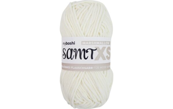 myboshi Wolle Chenille Samt XS Marshmallow, 50 g, 90 m, 100 % PES