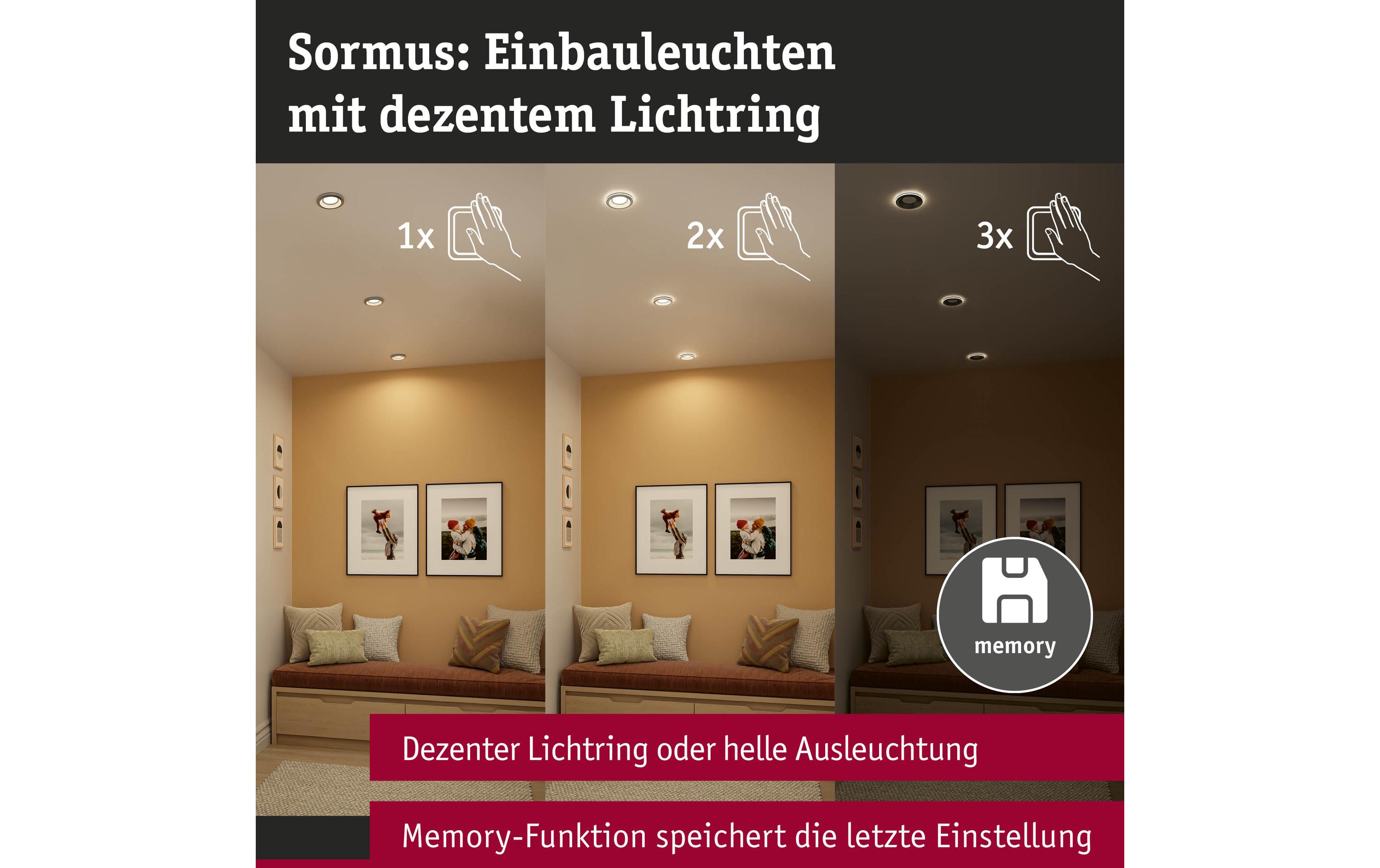 1859088_2 - Mediatech Paulmann LED Einbauleuchte Sormus 3er-Set IP65 rund 100mm 3x4,8 / 1,5W 560lm / 180lm