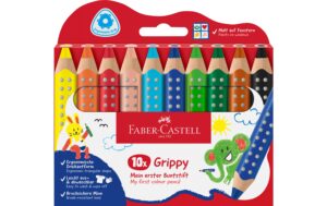 Faber-Castell Farbstift Grippy 10er Set weiche Jumbomine, Dreikantform