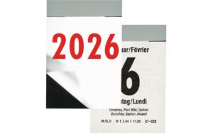 Biella Tagesabreisskalender 2026 4 x 5.9 cm, hoch, 390 Blatt