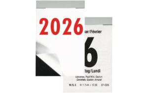 Biella Wandkalender 2026 Tagesabreisskalend 5.4 x 8 cm, hoch, 384 Blatt